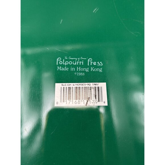 Vintage 1988 Potpourri Press Metal Christmas Tray Sleigh Ride 13.5” Round - Picture 5 of 6